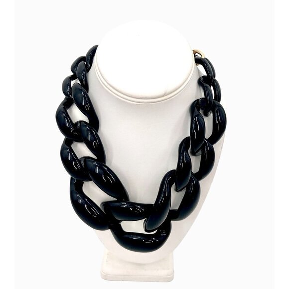 BLACK & GOLD LARGE CHUNKY CHAIN LINK ADJUSTABLE NECKLACE - Picture 1 of 5